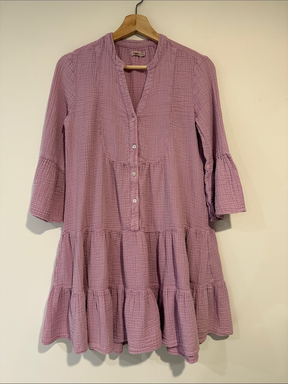 Faherty Organic Cotton Gauze Tiered Dress Dusty Pink Purple - Vacation Resort